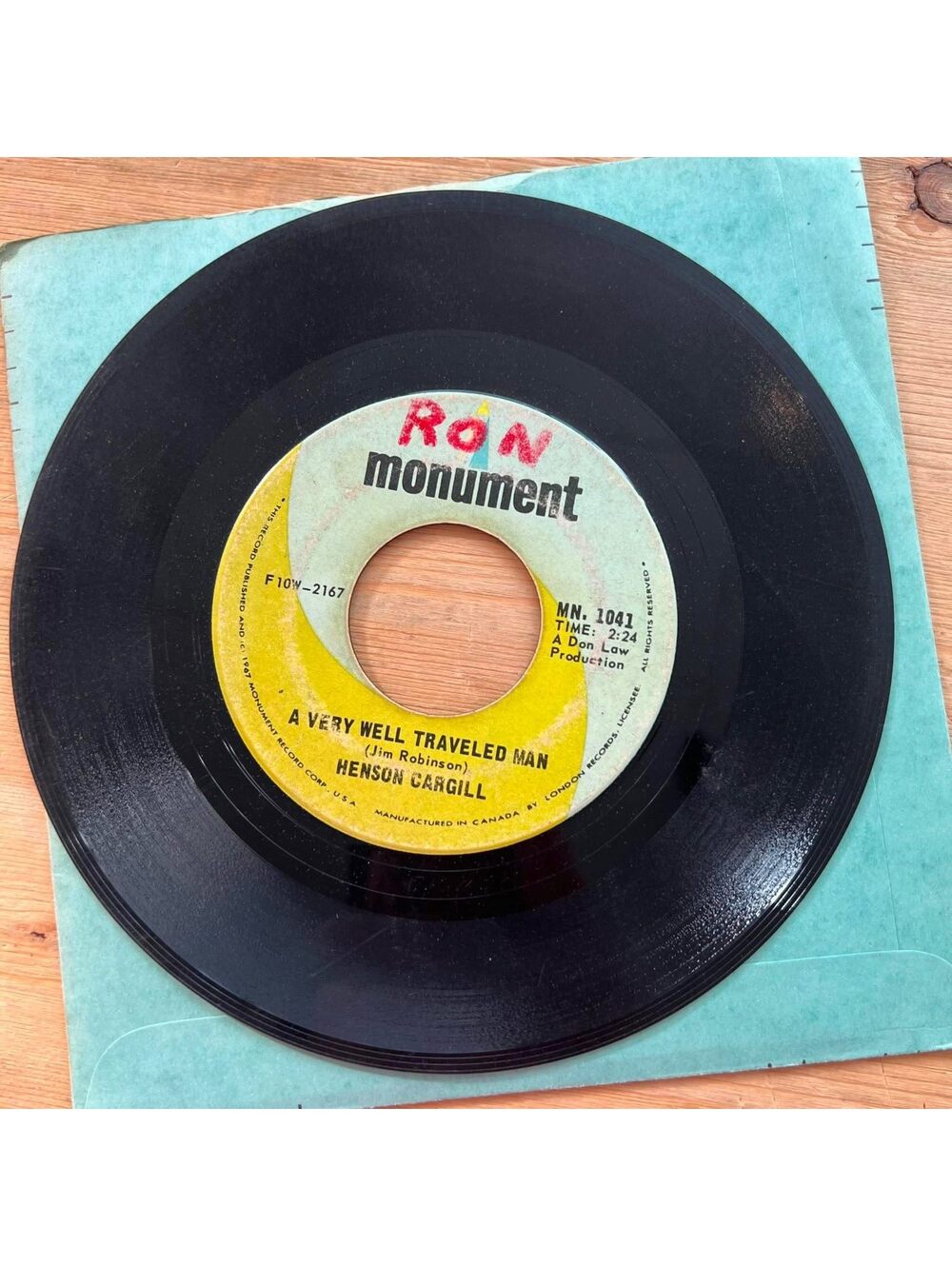 Henson Cargill - A Very well Traveled Man/Skip a Rope 45rpm VG+ R90